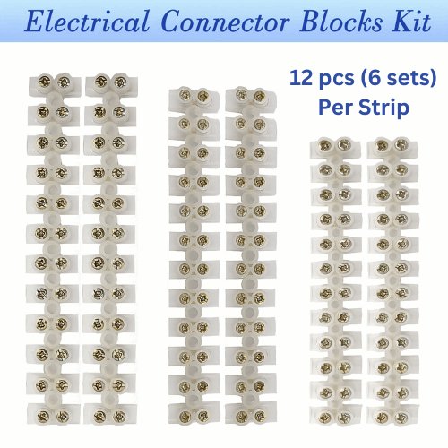 12 - Pack Electrical Connector Block Kit - Available in 6A, 10A, 15A, 30A, 60A, 100A for Wiring & Cable Connections - Iftikhar Electric