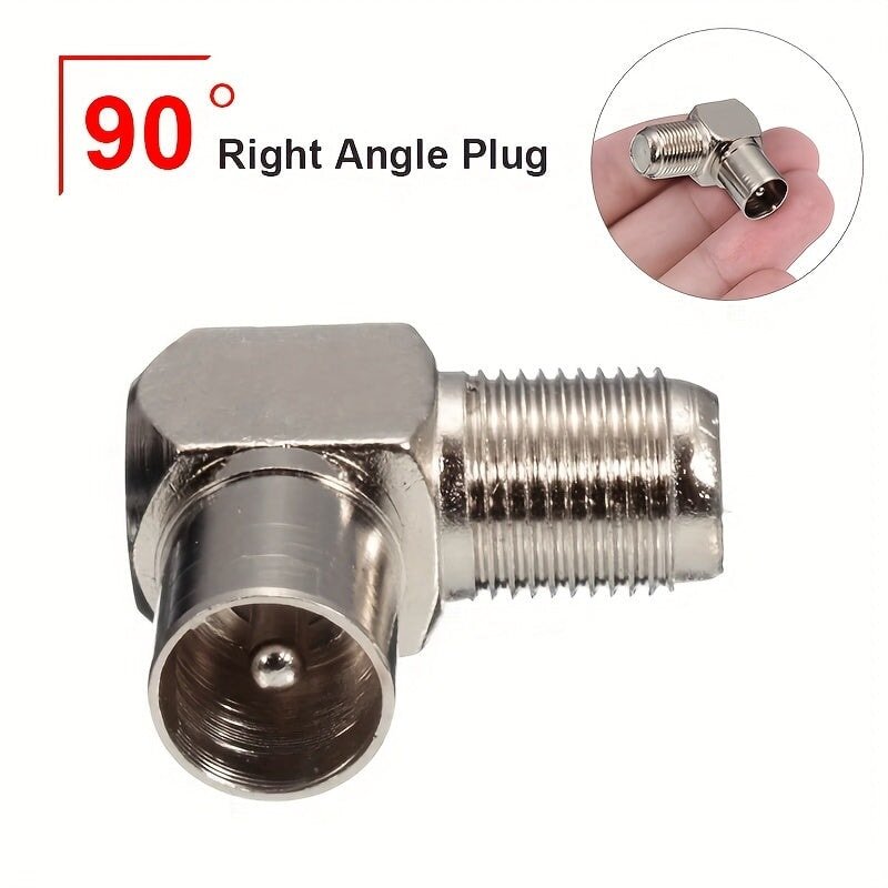 High - Quality Aluminum Alloy Right Angle TV Aerial Connector - F to Male Coaxial Adapter for Sky & Virgin Media - Iftikhar Electric