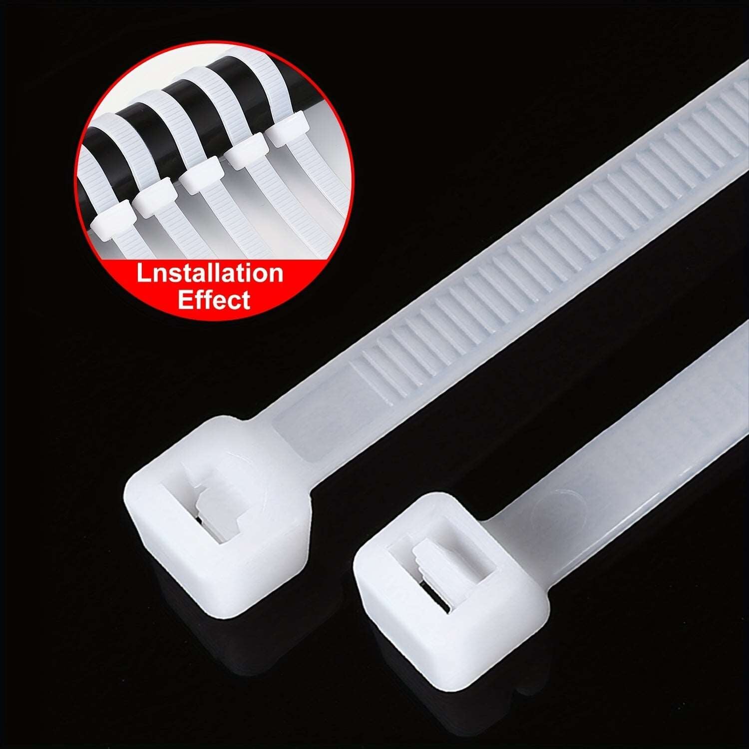 Pack of 12 Heavy - Duty White Nylon Cable Ties - Self - Locking for Indoor and Outdoor Use - Iftikhar Electric